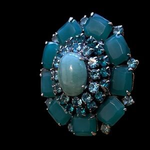 Very Rare D Pollak Green Gemstone Pin Brooch